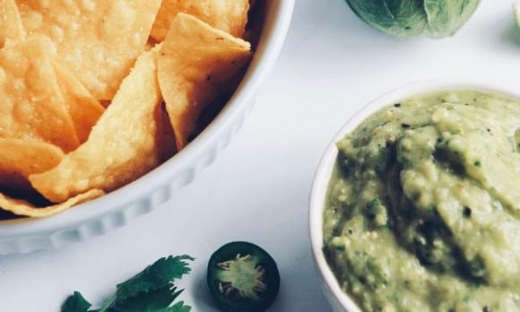 Charred tomatillo salsa verde with avocado