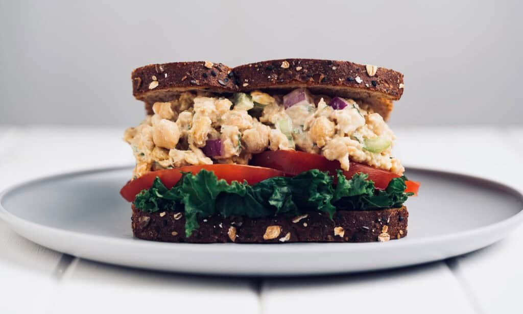 Chickpea tuna salad sandwich vegan