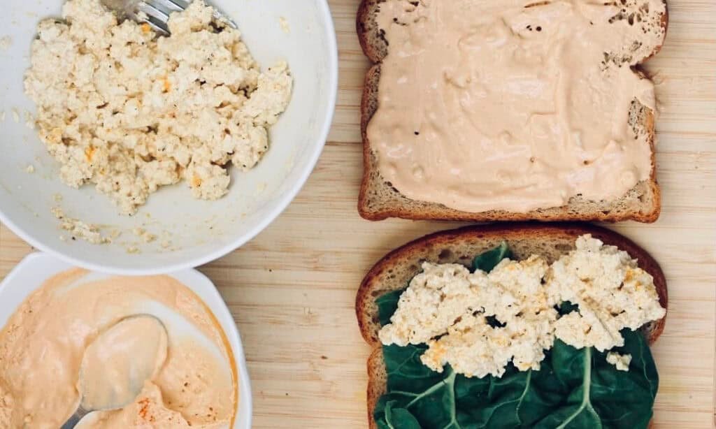 Tofu egg salad sandwich vegan