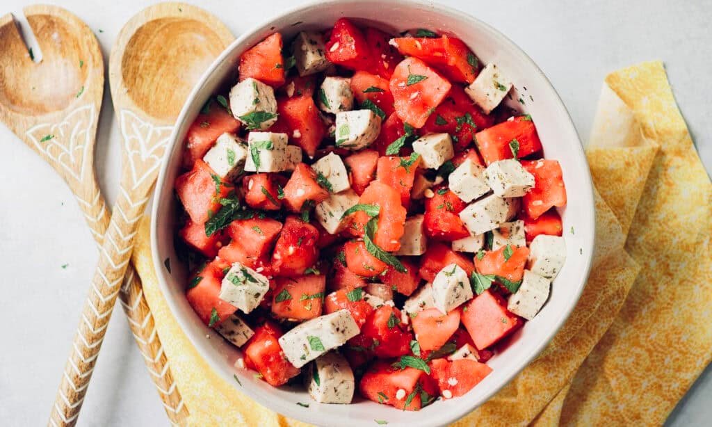 Vegan Feta Watermelon Salad