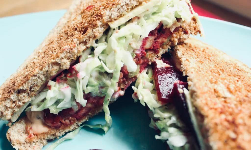 pickled vegan reuben sandwich