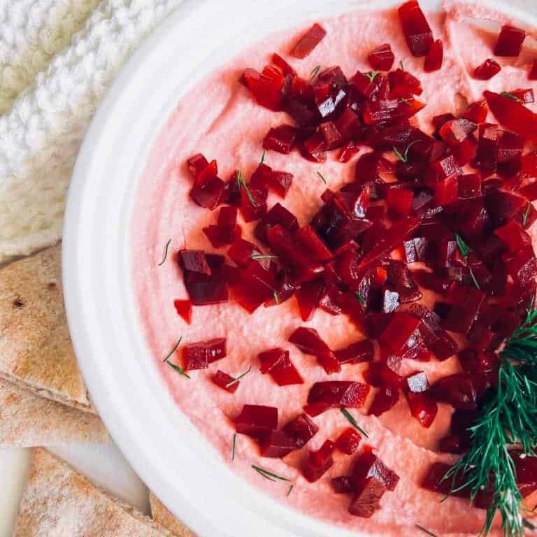 Beet hummus with navy beans